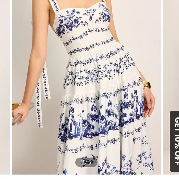 Commense Blue and White Floral Maxi Dress - Picture 4 of 10